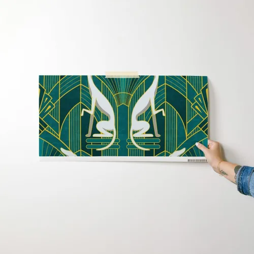 Vista 7 de Papel tapiz para despegar y pegar – Art Deco Greyhounds Teal Gold Grey Dogs Whippet Sighthound - Papel tapiz extraíble personalizado Spoonflower