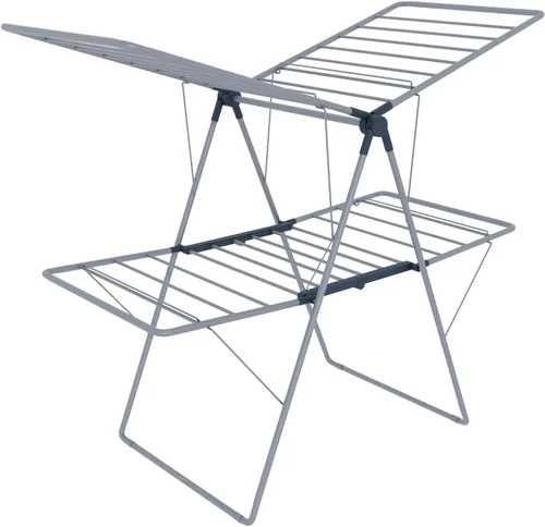 Vista 7 de Clothes Drying Rack Outdoor, Foldable Laundry Drying Rack Heavy Duty, Free-Standing Folding Clothes Hanger with Height-Adjustable Wings, 2 Tier