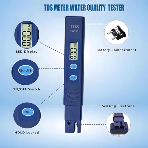Vista 2 de TDS Medidor digital de agua para agua potable Digital TDS meter with titanium probe for drinking water, aquariums, RO systems and everyday water