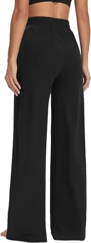 Vista 4 de Sarin Mathews - Pantalones deportivos de yoga para mujer, pantalones de pijama de pierna ancha, pantalones de entrenamiento cómodos con cordón