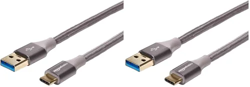 Vista 8 de Amazon Basics - Cable cargador USB-C a USB-A 2.0 de alta velocidad, cordón trenzado de nailon, velocidad de 480Mbps, certificado por USB-IF