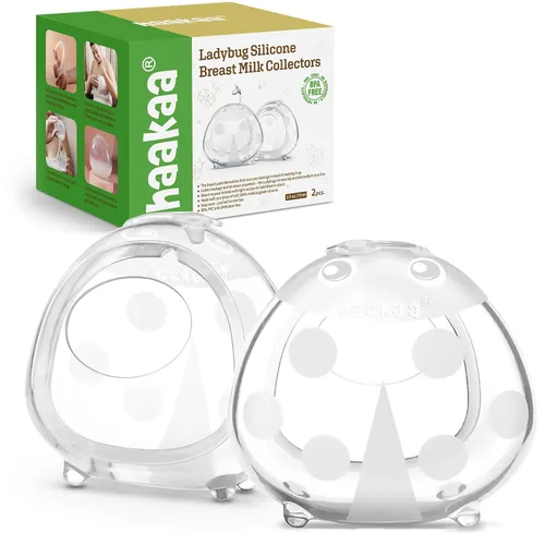 Vista 9 de Haakaa Ladybug - Colector de leche materna – 1 taza de lactancia de silicona, protector de mama reutilizable y receptor de leche para madres que