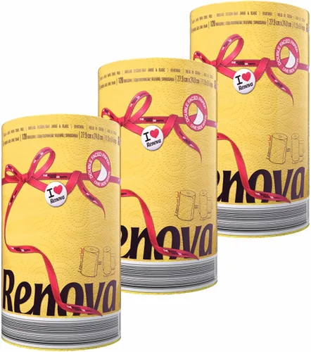 Vista 17 de Renova - Juego de rollos de toallas de papel, 2 rollos, 2 capas, 120 hojas altamente absorbentes, eleva tu imagen con estilo profesional y Amarillo