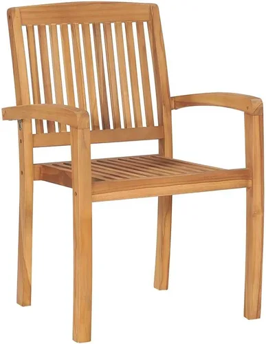 Vista 4 de Stacking Patio Chairs with Cushions 4 pcs Solid Teak Wood Outdoor Patio Chair Lawn Sillas para Comedor Kitchen Table Chairs for Study Courtyard