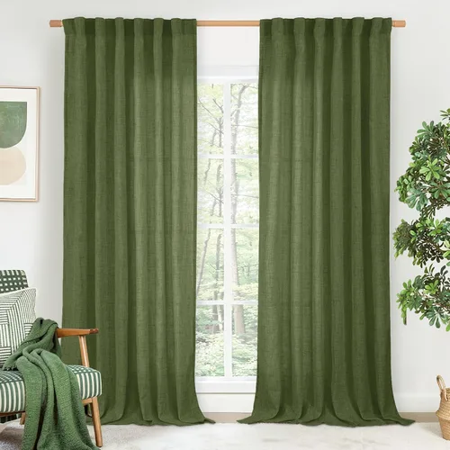 Vista 119 de BGment Cortinas cortas de lino marfil de 36 pulgadas de largo para ventanas de cocina, pequeñas cortinas texturizadas rústicas para café sobre