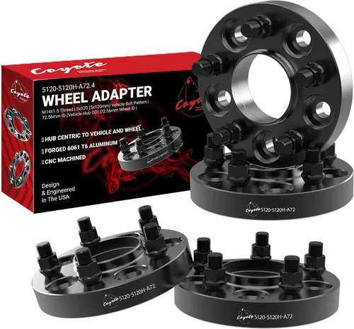 Vista 8 de Wheel Accessories Parts 2 espaciadores de rueda centrados en buje 5 en 4.724 in 0.197x4.724 in 0.787 in grueso 2.857 in Hub M14x1.5 14x1.5 rosca