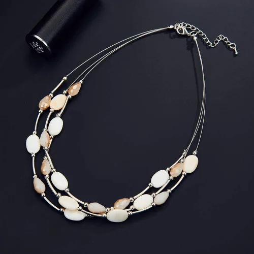 Vista 6 de Collar a capas con cristal para mujer, gargantilla con cadena de plata gruesa, regalo de cumpleaños para mujer