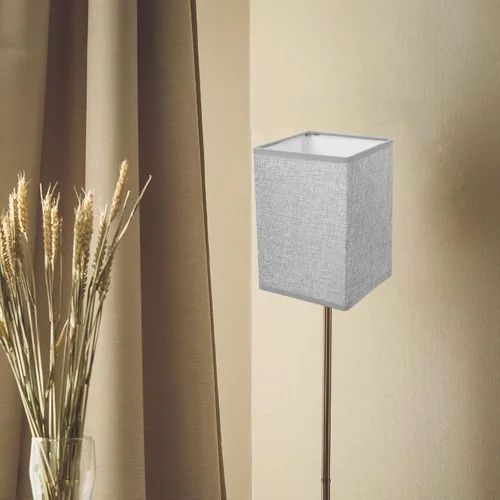 Vista 9 de Pantalla cuadrada de tela para lámpara, soporte de lámpara de lino natural, repuesto para lámpara de mesa y luz de pie (gris claro)