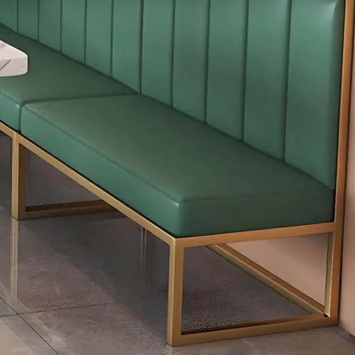 Vista 6 de Banco Settee con Respaldo, Sofá Loveseat Moderno Tapizado de PU Cabina de Una Sola Cara con Marco de Aleación, Banco Sofá de Comedor Restaurante