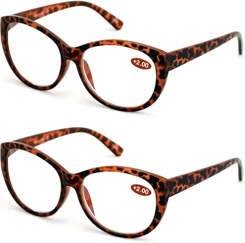 Vista 5 de 2 pares de anteojos de lectura de lujo para mujer, diseño de ojo de gato, vintage, ovalado