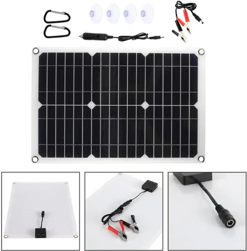 Vista 3 de SEWACC Dual USB Port Portable Solar Panel for Outdoor Use Rv Solar Panel Kit for Car Camper Boat Yacht with High Wind Resistance and Flexible Design