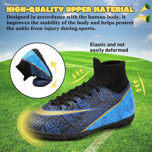 Vista 4 de RDGO Tacos de fútbol con cordones para niños y niñas (niños pequeñosniños grandes)