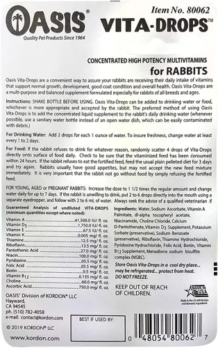 Vista 2 de Kordon OASIS #80062 Rabbit Vita Drops, 2 onzas