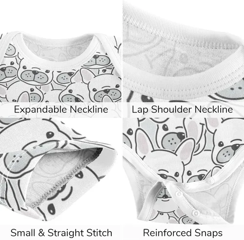 Vista 4 de vvfelixl Conjunto de ropa de bebé - Conjunto de mamelucos y pantalones con estampado de dibujos animados - Unisex 0-24 meses