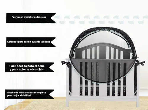Vista 5 de Tienda de cuna de seguridad para mantener al bebé en Pop Up Mosquitero Netting Canopy Mesh Cover para niños pequeños - Negro