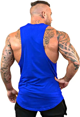 Vista 2 de GymLeader Camiseta sin mangas para hombre, sin dolor, sin ganancia, chaleco de culturismo, fitness, muscular