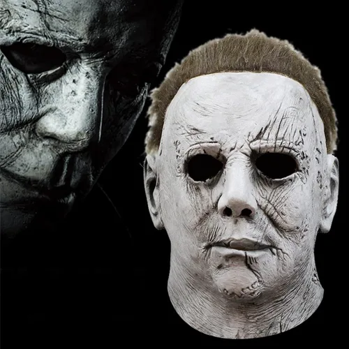 Vista 8 de Máscara de Michael Myers 2021, disfraz de cosplay de terror para Halloween, disfraz de Halloween Kills Michael Myers, accesorios para disfraz