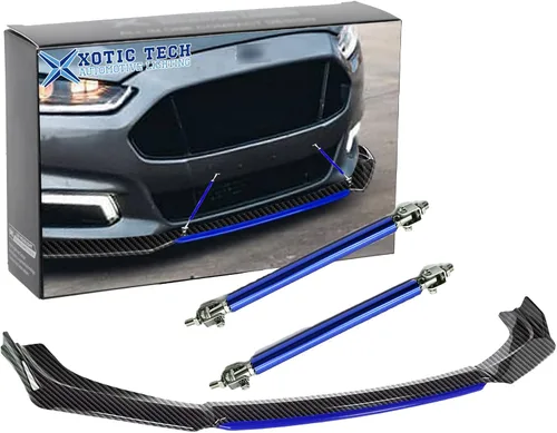 Vista 37 de Xotic Tech alerón de protección para parachoques delantero, negro con azul, kit con barra de acoplamiento ajustable de 8-11 pulgadas