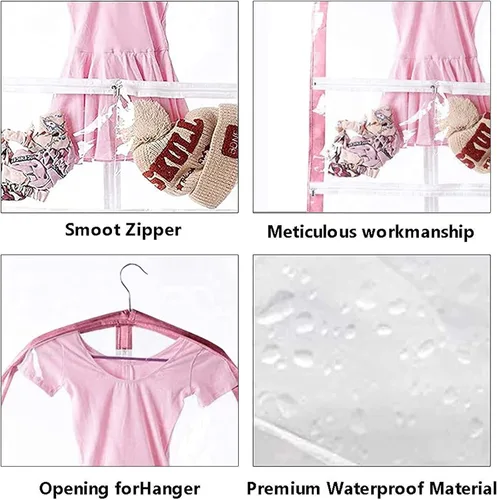 Vista 3 de Bolsa de ropa colgante impermeable, bolsas de ropa de 35 pulgadas para colgar ropa, bolsas de ropa para almacenamiento de viajes, bolsa de ropa