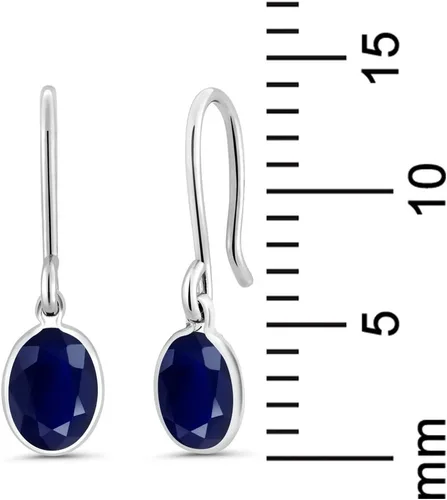 Vista 2 de Gem Stone King Gemstone Birthstone French Wire Dangle Earrings For Women 925 Sterling Silver Oval 7X5MM Fine Jewelry for Her Mom Wife