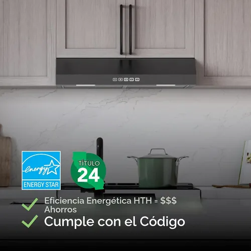 Vista 8 de Broan-NuTone Campana extractora debajo del gabinete de 30 pulgadas, ENERGY STAR, soplador máximo 350 CFM, acero inoxidable negro