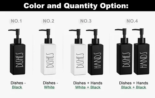 Vista 7 de Dispensador de jabón para platos, dispensador de jabón negro mate para cocina, dispensador de platos de vidrio con bomba, dispensador de botellas