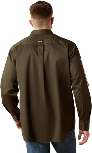 Vista 4 de Ariat Camisa de sarga con logotipo del equipo para hombre