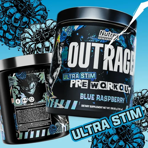 Vista 6 de Outrage Ultra HIGH STIM - Polvo de preentrenamiento para hombres, 400 mg de cafeína, L-citrulina, beta-alanina, creatina, energía extrema, enfoque