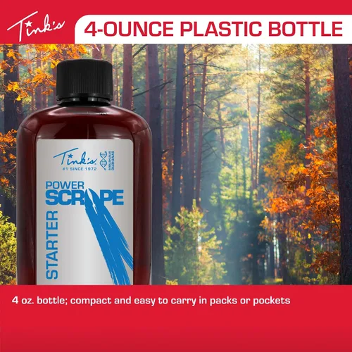 Vista 6 de TINK'S Power Scrape Starter Botella de 4 onzas líquidas Accesorios de caza, arrancador de raspado simulado para rasguños naturales