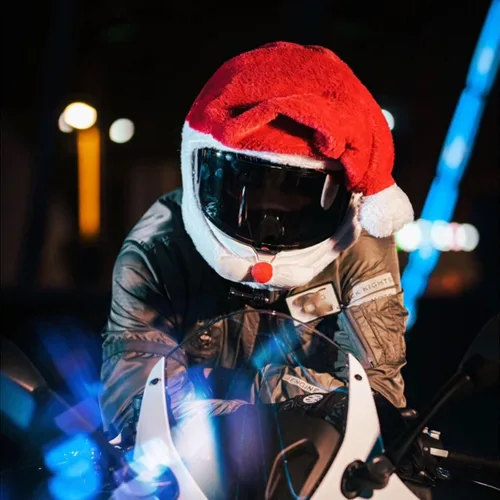 Vista 7 de x xotic tech Cubierta para Casco de Motocicleta de Papá Noel Navideño, Cubierta de Felpa para Casco de Cara Completa de Natividad Papá Noel Sombrero
