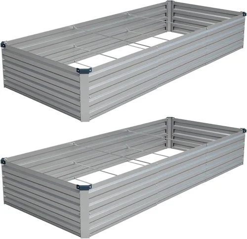 Vista 14 de Vengarus Kit de cama de jardín galvanizado elevado de 6 x 3 x 1 pies (paquete de 2), maceta de metal para exteriores, contenedor rectangular de Negro