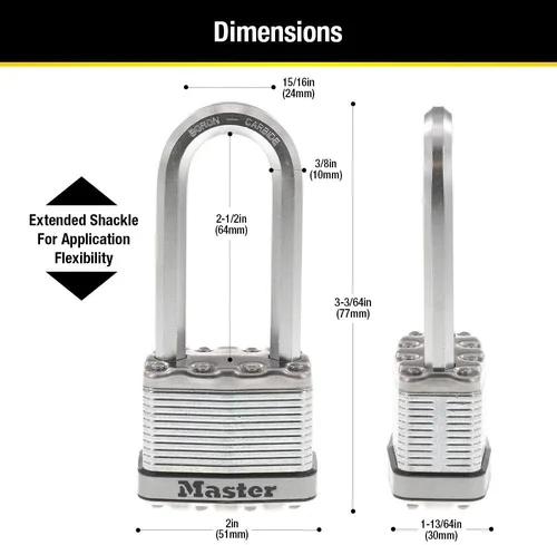 Vista 6 de Master Lock M5XDLJ Magnum Candado de Servicio Pesado con Llave, 1 Paquete