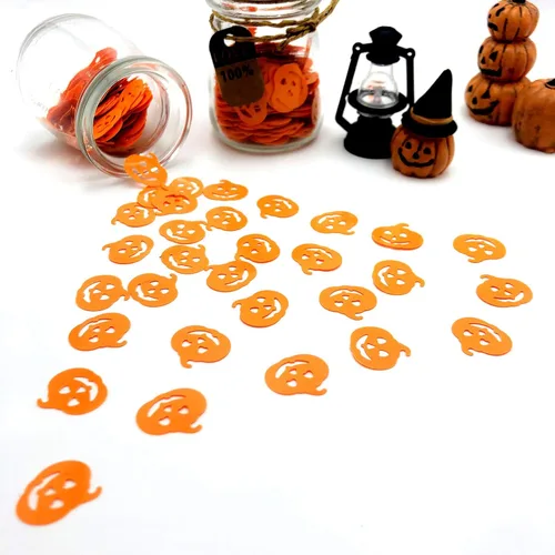 Vista 5 de Calabazas confeti de Acción de Gracias, Halloween, fiesta, decoración de mesa, suministros de decoración de mesa con purpurina metálica