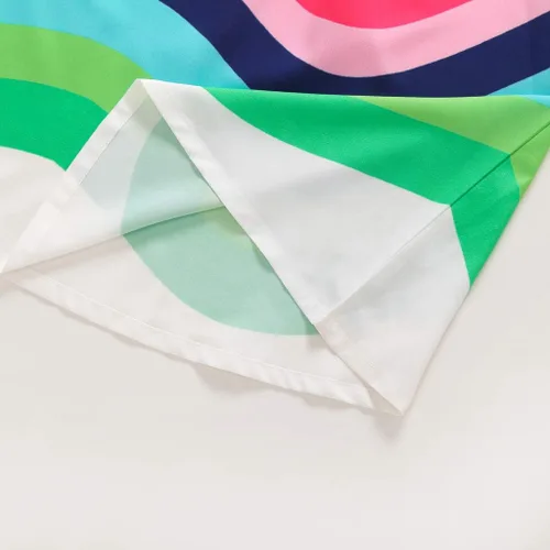 Vista 7 de Vestido de verano para niña pequeña, con correa de rayas de arco iris, falda de sol para playa
