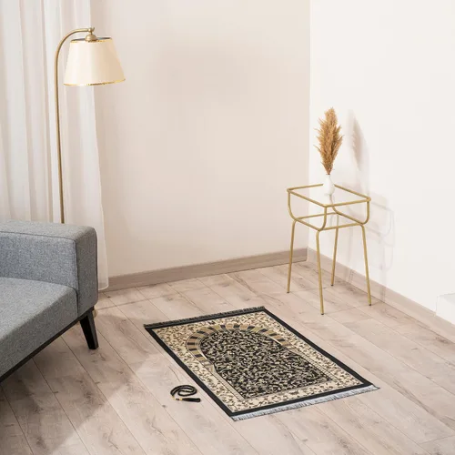 Vista 4 de Alfombra de oración musulmana con cuentas de oración islámica, alfombrilla de oración de viaje, regalos islámicos para mujeres, oración portátil