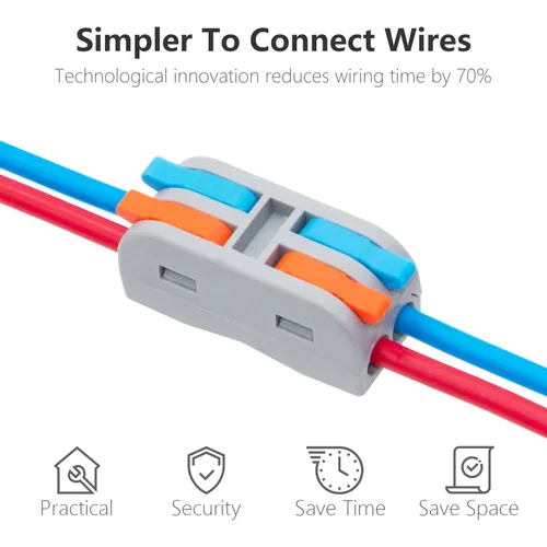 Vista 2 de 84 conectores de cable de palanca, 2 en 2 salidas rápidas y compactas, conector eléctrico para AWG24-12