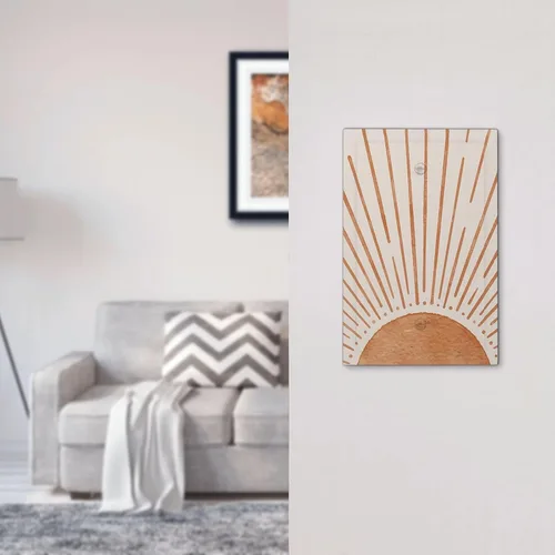 Vista 4 de Placa de pared eléctrica de 1 gang sin dispositivo en blanco, bohemio naranja vintage años 70 60s beige amanecer puesta de sol mediados de siglo