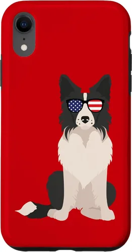 Vista 25 de Border Collie July 4th Patriotic American Sunglasses Dog Case for iPhone 16