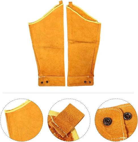 Vista 8 de OSALADI Leather Welding Sleeves Protective Arm Sleeves Heat Resistant Cowhide Oversleeves for Welding Work 1 Pair