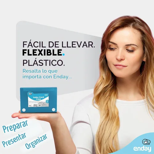 Vista 2 de Enday Tarjetero de índice de 3 x 5, estuche azul para tarjetas de índice con 5 separadores de pestañas, organizador de tarjetas de índice, soporte