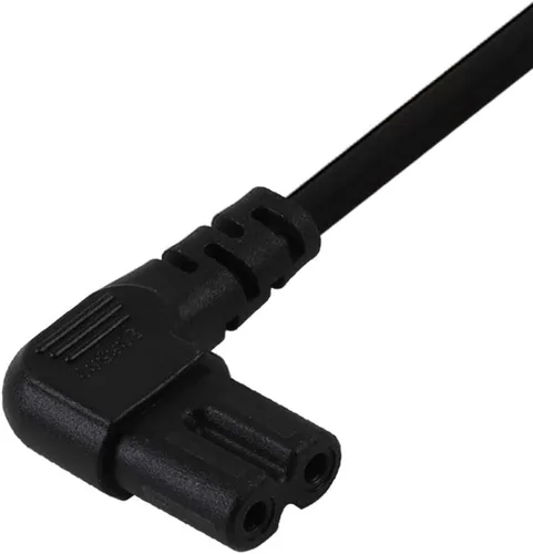 Vista 3 de Cable de alimentación de TV, 12 pies/12.0 ft de doble ángulo (ángulo tipo L) IEC 320 C7 a Nema 1-15P cable de alimentación de CA, NISPT-2 18AWG 2