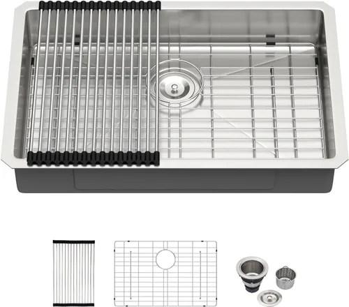 Vista 43 de Kichae Fregadero de Barra Bajo Montaje - Fregadero de Barra de Preparación de 12 x 15 Pulgadas de Acero Inoxidable Calibre 16 Fregadero de Cocina