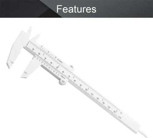 Vista 3 de Utoolmart Calibre Vernier de plástico, mini regla de cejas Vernier de 5.906 in, herramienta de medición de pinza de plástico de doble escala, para 3
