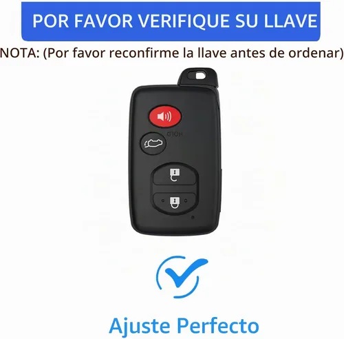Vista 4 de Funda para llavero Flensent con llavero para Toyota Camry Avalon Corolla Highlander Prius RAV4 Venza (Negro)