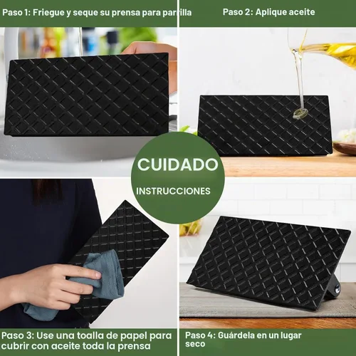 Vista 6 de Prensa de hamburguesas, redonda de 7" y rectangular de 8.2"X4.3", prensa de tocino para aplastar de hierro fundido resistente para carne y bistec