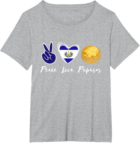 Vista 69 de Pupusas Lover Love Peace El Salvadaor Camiseta Comida Salvadoreña