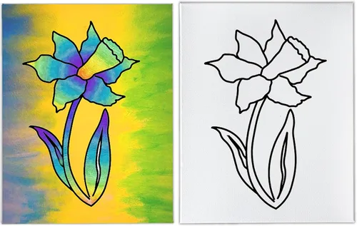 Vista 2 de INDIGO ART STUDIO Kit de pintura de lienzo predibujado para adultos, niños, parejas, estirado y estarcido, actividad artística, flor de loto #4