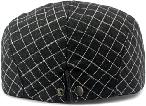 Vista 4 de Paquete de 2 gorras planas de algodón a cuadros para hombre, diseño de Ivy Cabbie Golf Gatsby