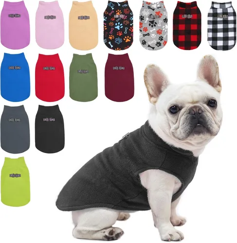 Vista 23 de BEAUTYZOO Chaleco de vellón para perros pequeños, de invierno y clima frío, con anillo en D, con anillo en D para correa, resistente al viento, rojo