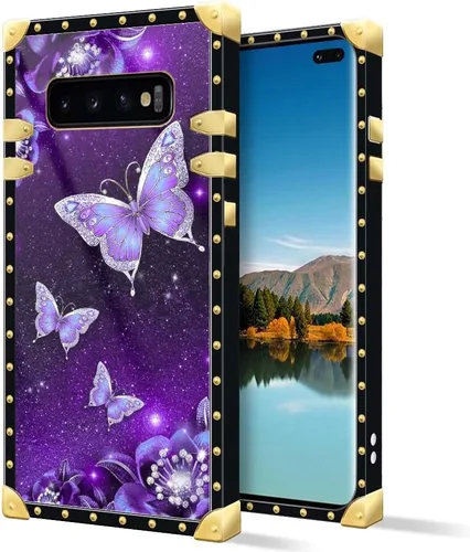 Vista 9 de Funda compatible con Samsung Galaxy S10 Plus, J Crown Queen con estampado de leopardo de lujo, elegante, suave, TPU a prueba de golpes, protección